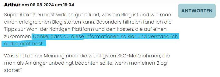 lieber blog kommentar