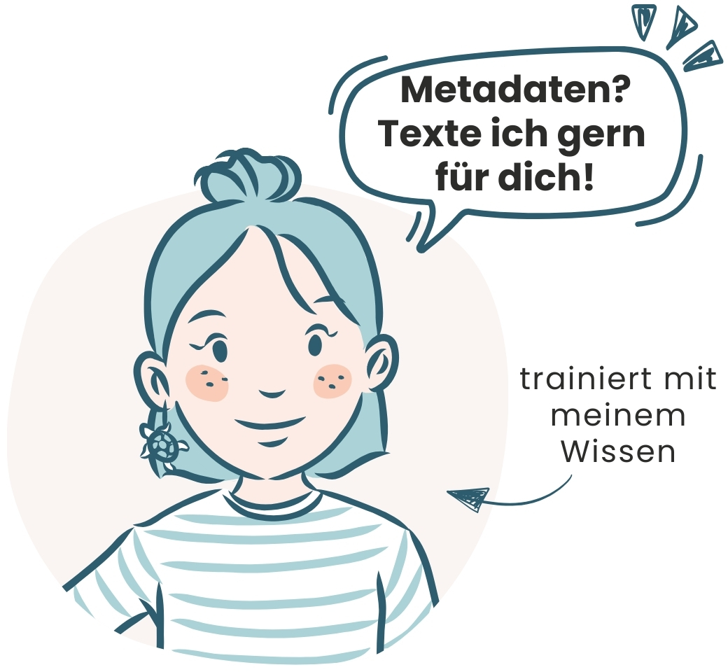 Illustration von Metadaten GPT Maya mit Sprechblase